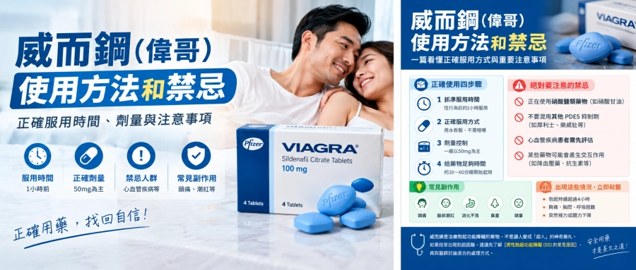 威而鋼（偉哥）的使用方法和禁忌｜正確服用時間、劑量與注意事項